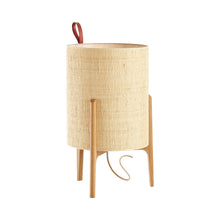 Load image into Gallery viewer, Greta-Battery LED Table Lamp in Natural Oak/Saguran.