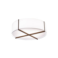 Load image into Gallery viewer, Plura LED Flush Mount Ceiling Light in Dark Stained Walnut/Frosted Polymer (18-Inch).