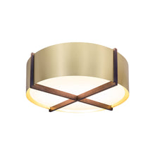 Load image into Gallery viewer, Plura LED Flush Mount Ceiling Light in Walnut/Brushed Brass (30-Inch).