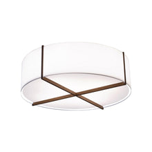 Load image into Gallery viewer, Plura LED Flush Mount Ceiling Light in Dark Stained Walnut/Frosted Polymer (36-Inch).