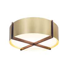 Load image into Gallery viewer, Plura LED Flush Mount Ceiling Light in Walnut/Brushed Brass (36-Inch).