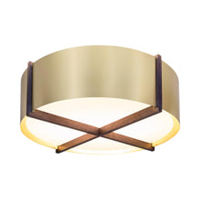 Load image into Gallery viewer, Plura LED Flush Mount Ceiling Light in Walnut/Brushed Brass (46-Inch).