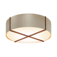 Load image into Gallery viewer, Plura LED Flush Mount Ceiling Light in Walnut/Distressed Brass (46-Inch).