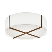 Load image into Gallery viewer, Plura LED Flush Mount Ceiling Light in Dark Stained Walnut/Frosted Polymer (46-Inch).