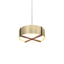 Load image into Gallery viewer, Plura LED Pendant Light in Walnut/Brushed Brass (24-Inch).