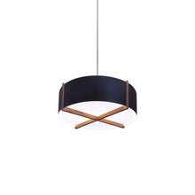 Load image into Gallery viewer, Plura LED Pendant Light in Walnut/Matte Black/White Interior (24-Inch).