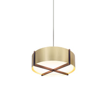 Load image into Gallery viewer, Plura LED Pendant Light in Walnut/Brushed Brass (30-Inch).