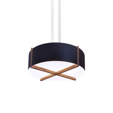 Load image into Gallery viewer, Plura LED Pendant Light in Walnut/Matte Black/White Interior (36-Inch).