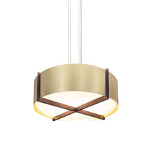Load image into Gallery viewer, Plura LED Pendant Light in Walnut/Brushed Brass (46-Inch).