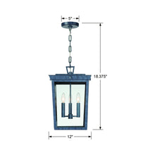 Load image into Gallery viewer, Belmont Outdoor Pendant Light - line drawing.