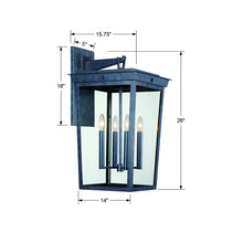 Load image into Gallery viewer, Belmont Outdoor Wall Light - line drawing.