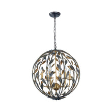 Load image into Gallery viewer, Broche Sphere Chandelier in English Bronze/Antique Gold (6-Light).
