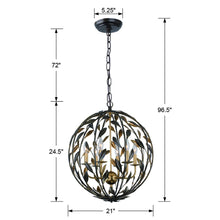 Load image into Gallery viewer, Broche Sphere Chandelier - line drawing.