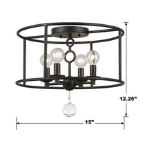 Load image into Gallery viewer, Cameron Semi Flush Mount Ceiling Light - line drawing.