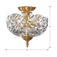 Load image into Gallery viewer, Cast Brass Semi Flush Mount Ceiling Light - line drawing.