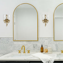 Load image into Gallery viewer, Cast Brass Wall Light in bathroom.