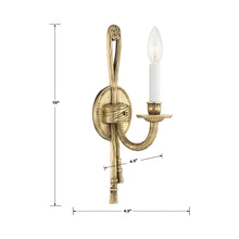 Load image into Gallery viewer, Cast Brass Wall Light - line drawing.