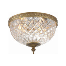 Load image into Gallery viewer, Crystal Flush Mount Ceiling Light in Olde Brass (Medium).