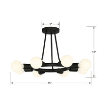 Load image into Gallery viewer, Dakota Semi Flush Mount Ceiling Light - line drawing.