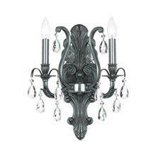 Load image into Gallery viewer, Dawson 2-Light Wall Light in Pewter (Hand Cut Crystal).