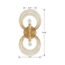 Load image into Gallery viewer, Doral 2-Light Wall Light - line drawing.