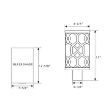 Load image into Gallery viewer, Jennings Outdoor Post Light - line drawing.