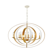Load image into Gallery viewer, Luna Chandelier in Matte White/Antique Gold (8-Light).