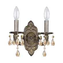 Load image into Gallery viewer, Paris Market Crystal Wall Light in Venetian Bronze (Golden Teak Hand Cut/Golden Teak Swarovski/2-Light).