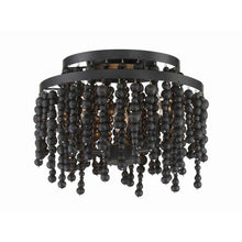Load image into Gallery viewer, Poppy Semi Flush Mount Ceiling Light in Black Wood Beads.