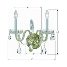 Load image into Gallery viewer, Traditional Crystal Wall Light - line drawing.
