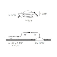 Load image into Gallery viewer, Pivot LED Gimble Recessed Light - line drawing.