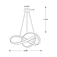 Load image into Gallery viewer, Twirl LED Pendant Light - line drawing.
