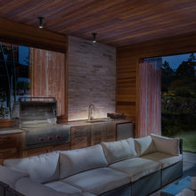 Load image into Gallery viewer, Caliber Outdoor LED Flush Mount Ceiling Light in living room.