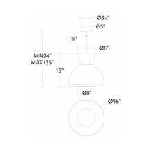Load image into Gallery viewer, Carafe LED Pendant Light - line drawing.