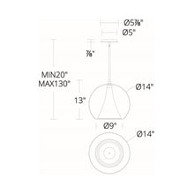 Load image into Gallery viewer, Chantilly LED Pendant Light - line drawing.