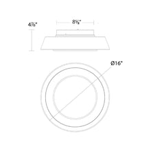 Load image into Gallery viewer, Chapeau LED Flush Mount Ceiling Light - line drawing.
