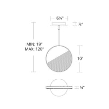 Load image into Gallery viewer, Crescent LED Pendant Light - line drawing.