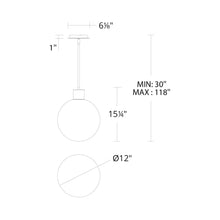 Load image into Gallery viewer, Gaze LED Pendant Light - line drawing.