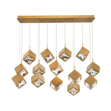 Load image into Gallery viewer, Ice Cube LED Linear Multi Pendant Light in Aged Brass (14-Light).