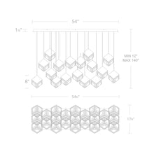Load image into Gallery viewer, Ice Cube LED Linear Multi Pendant Light - line drawing.