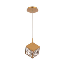 Load image into Gallery viewer, Ice Cube LED Mini Pendant Light in Aged Brass.