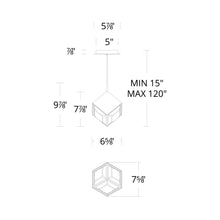 Load image into Gallery viewer, Ice Cube LED Mini Pendant Light - line drawing.