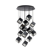 Load image into Gallery viewer, Ice Cube Round LED Multi Pendant Light in Black (15-Light).