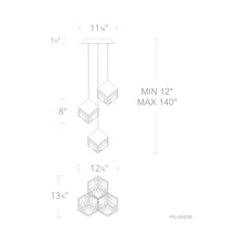 Load image into Gallery viewer, Ice Cube Round LED Multi Pendant Light - line drawing.