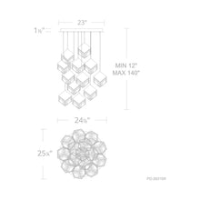 Load image into Gallery viewer, Ice Cube Round LED Multi Pendant Light - line drawing.