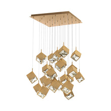 Load image into Gallery viewer, Ice Cube Square LED Multi Pendant Light in Aged Brass (25-Light).