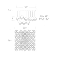 Load image into Gallery viewer, Ice Cube Square LED Multi Pendant Light - line drawing.