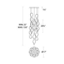 Load image into Gallery viewer, Interlace LED Chandelier - line drawing.