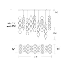 Load image into Gallery viewer, Interlace LED Chandelier - line drawing.