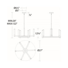 Load image into Gallery viewer, Jedi LED Pendant Light - line drawing.